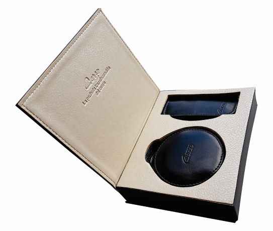 897 - Face powder case with lipstick holder in GENUINE CALFSKIN LEATHER - Luxury. - Image 2