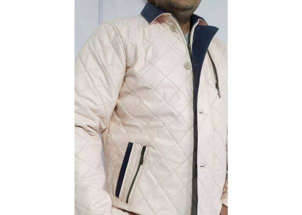 019V - Long sheepskin leather jacket for men - Winter rombos - Image 2