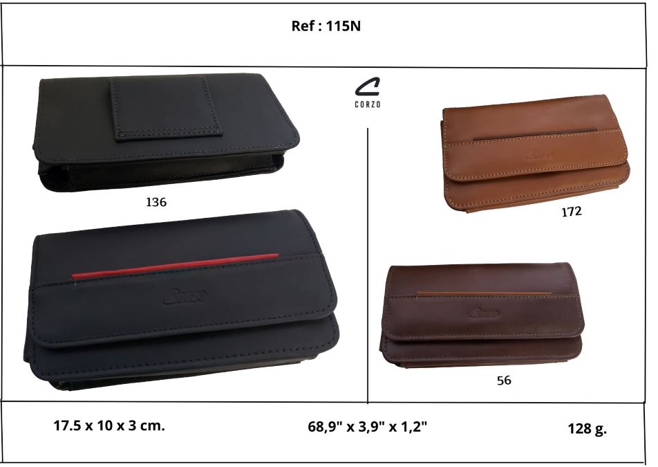 127 - Horizontal cell phone holder in leather - Cel4