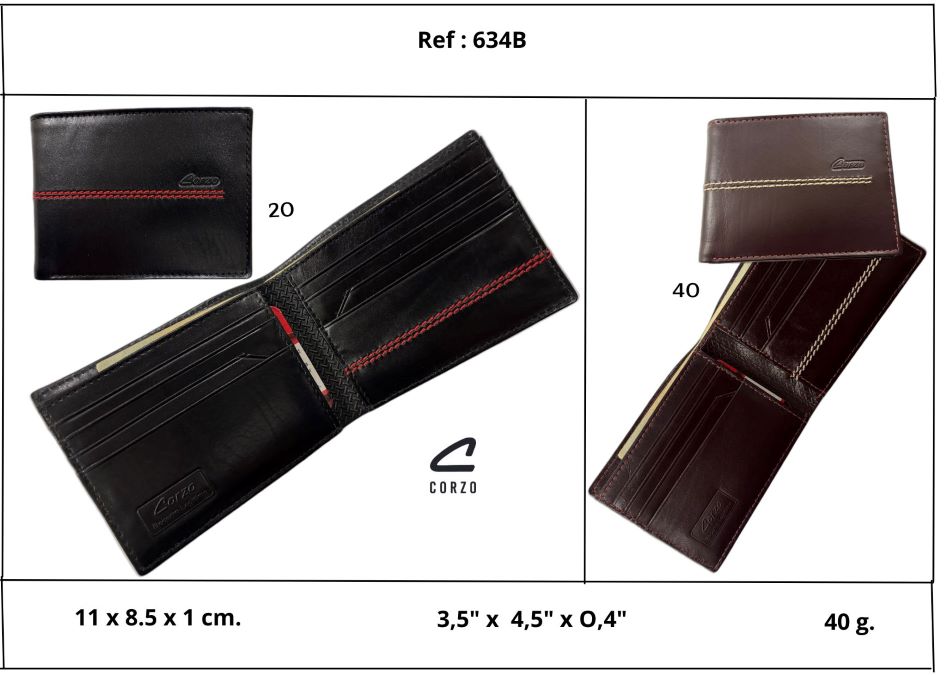 634B - Men's Genuine Calf Leather Wallet - Chicago