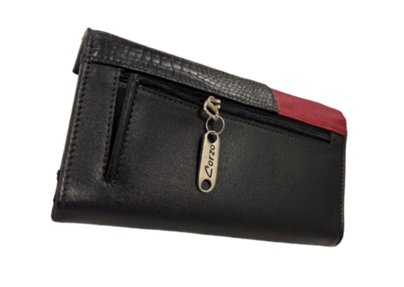 091 - Genuine leather wallet for women - Coral - Image 4