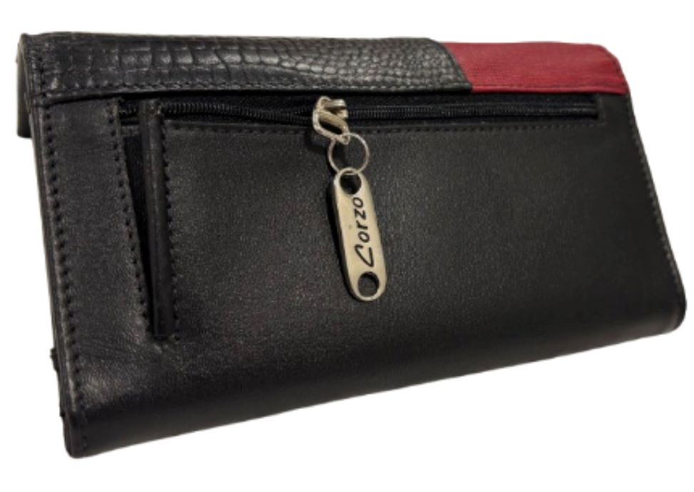 091 - Genuine leather wallet for women - Coral - Image 3