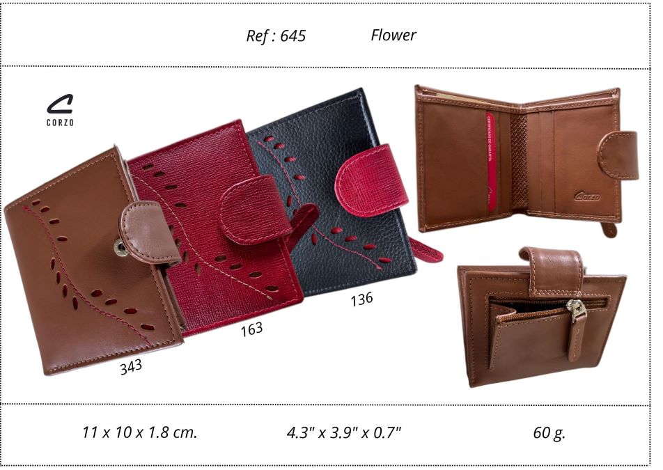 645 - Leather wallet for women - Flower - Image 6