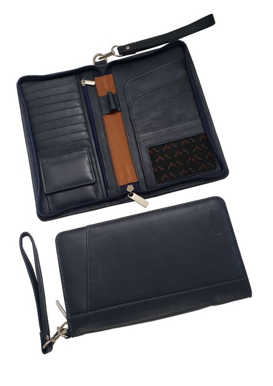 108A Zippered Leather Travel Organizer Trip 2 - Blue (415)