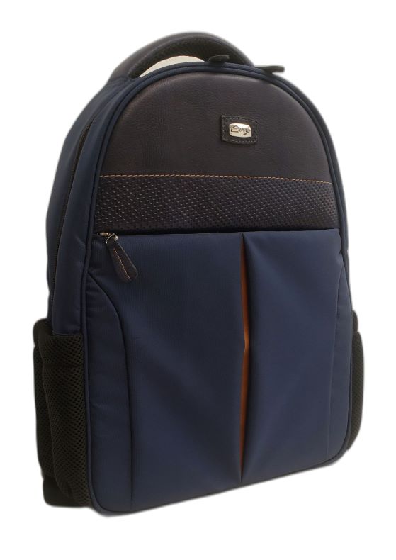 150 Genuine Leather Backpack with High-End Canvas Good Friend - Blue (415)